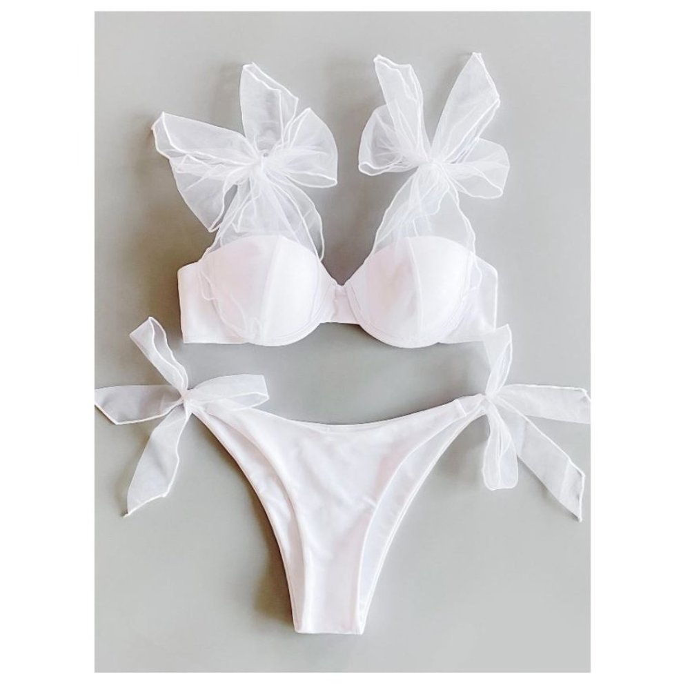 SOLD OUT ON WEBSITE SHEIN White Bridal Bikini Top & Bottoms